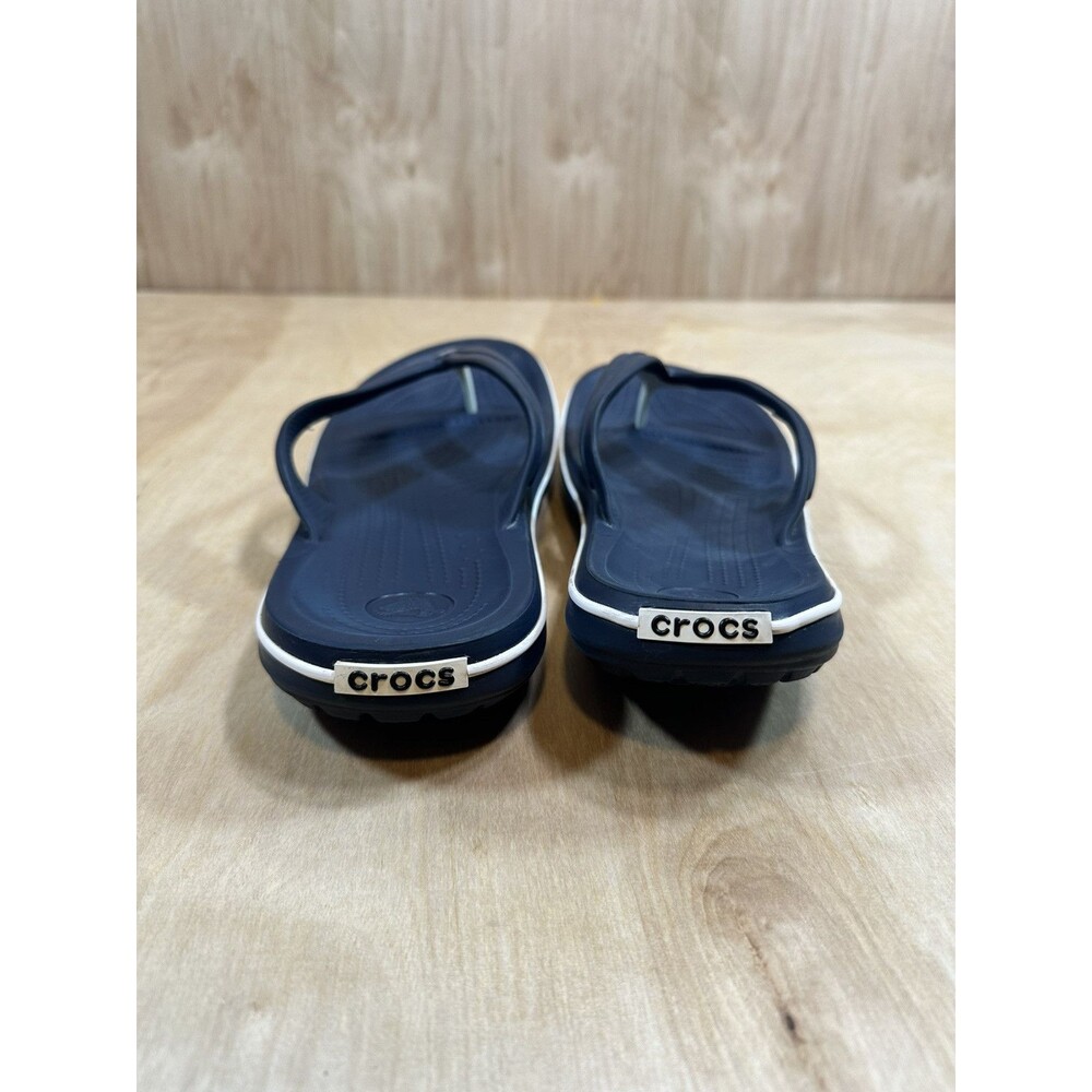 Crocs Crocband Flip Flops Sandals Mens 12 Navy Blue And White - Picture 4 of 10